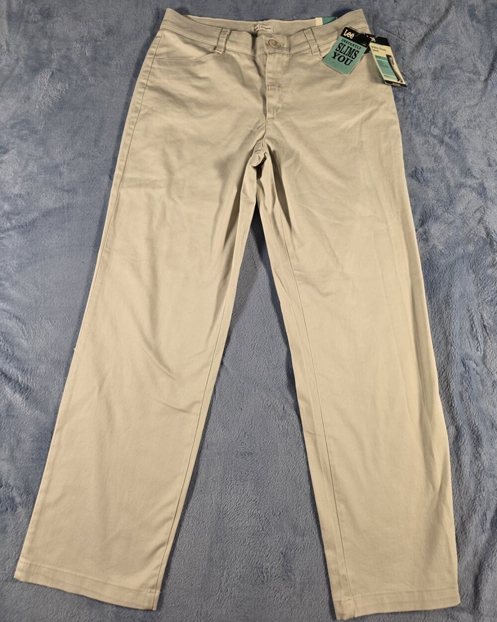 NWT Lee Instantly Slims You Pants Womens 12M Beige Relaxed Straight Stretch